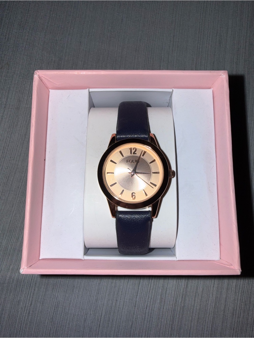Women's Navy Strap Watch with Rose Gold Case by